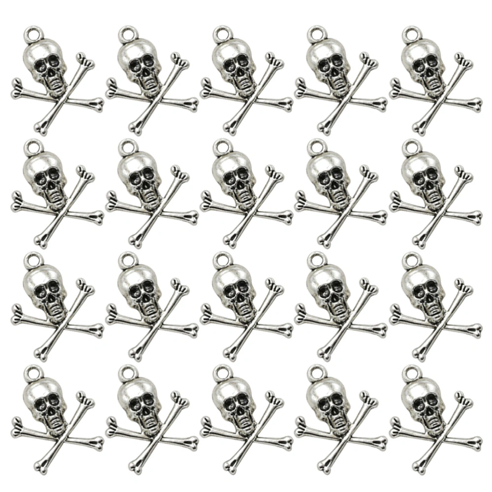 20pcs Alloy Skull Pendants Charms DIY Jewelry Making Accessory for Necklace Bracelet (Antique Silver)