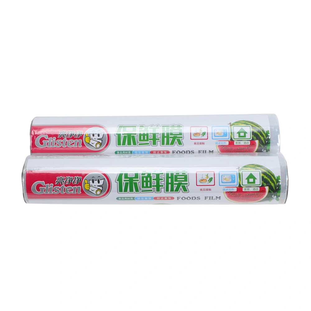 2 Rolls 25CMx45M Disposable Food Cling Wrap Roll Foodservice Film Boxed Pack Food Save Wrap with Slide Cutter Kitchen Supplies- Size M