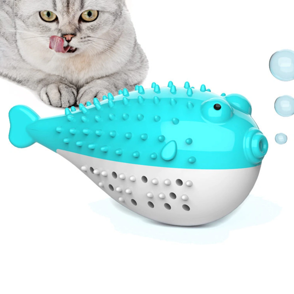 2Pcs Catnip Chew Toys Simulation Fish Shape Teaser Silicone Cat Teeth Cleaning Stick for Pet Cat Kitten(Blue and White)