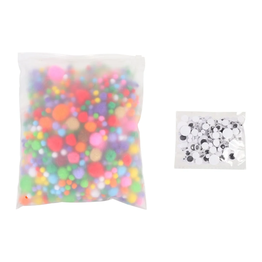 1 Set DIY Plastic Simulation Eye Stickers Wool Hair Balls Crafts Supplies