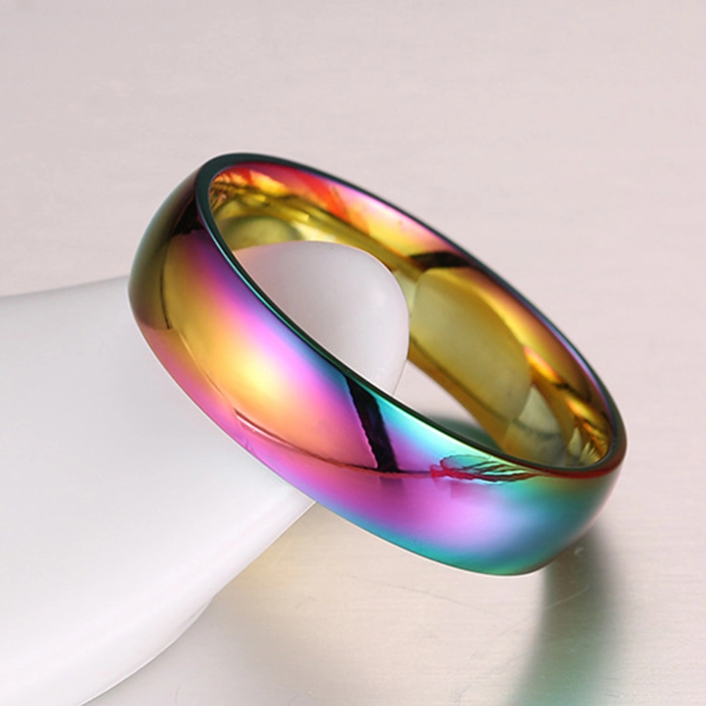 Titanium Steel Colorful Glare Ring Rainbow Ring Jewelry Rainbow Ring for Women and Ladies (8#)