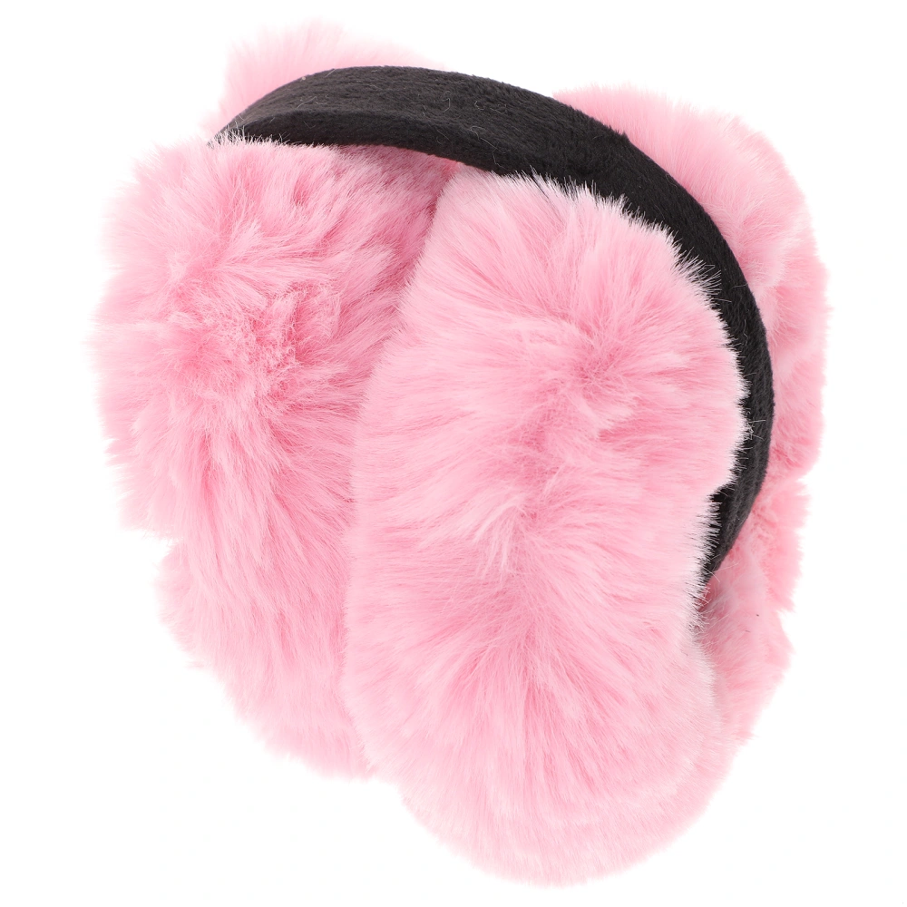 Winter Warm Earmuffs Hairband Style Ear Covers Plush Folding Ear Warmer for Girls Women (Pink)