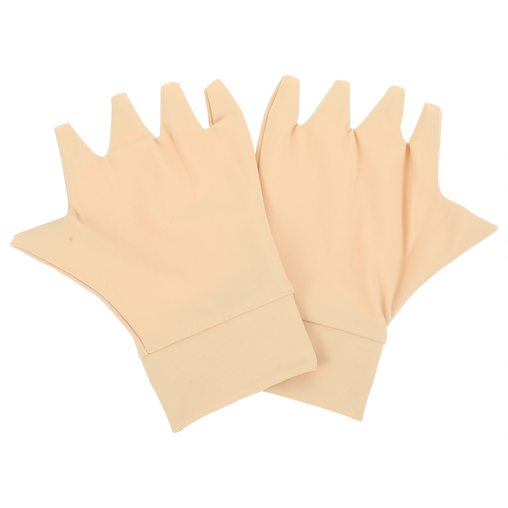 1 Pair of Breathable Hand Protectors Arthritis Half-finger Gloves Compression Gloves (Beige)