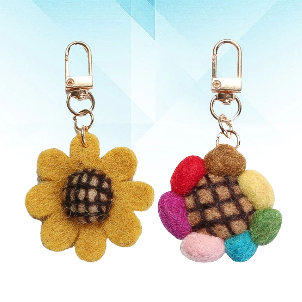 2pcs Sunflower Keychains Key Rings Car Pendant Decorative Key Holder for Woman Girl Kids (No Headphone Case)