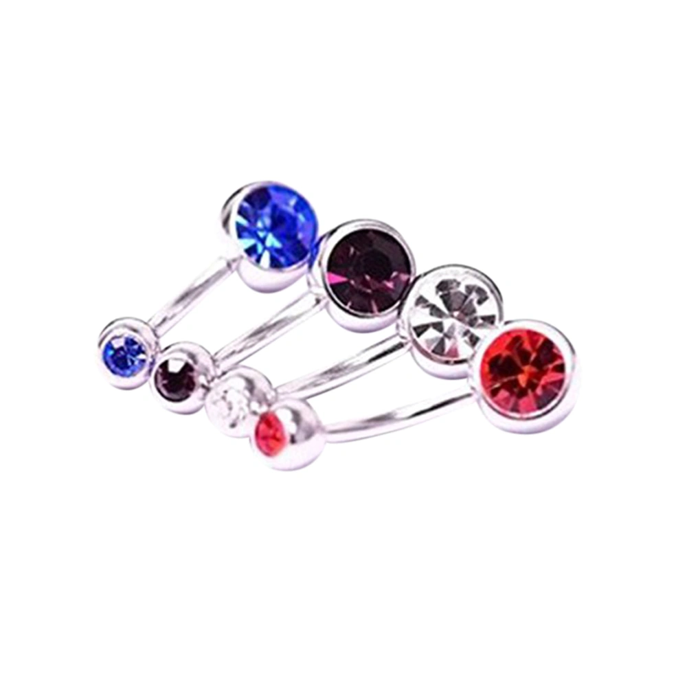 12pcs Stainless Steel Crystal Rhinestone Women Belly Navel Ring Dangle Bar Stud (Random Color)