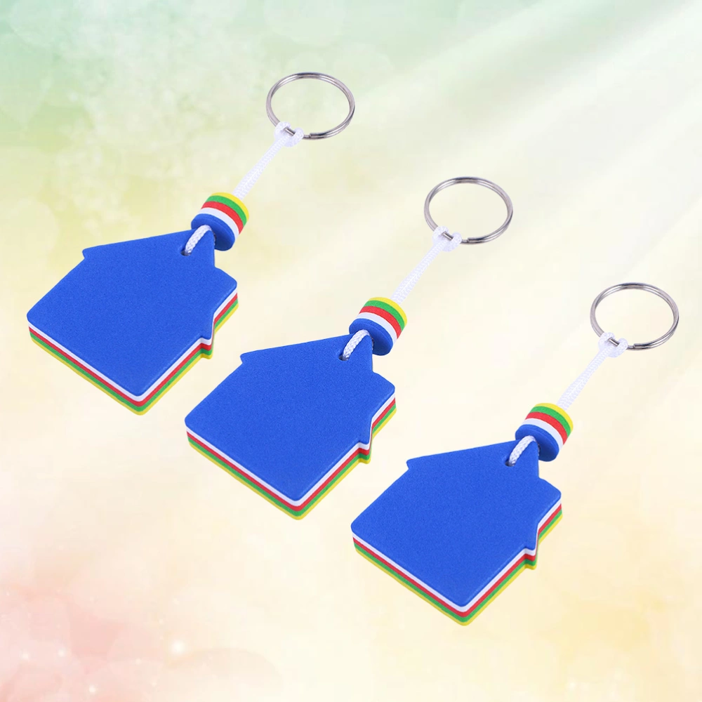 3 Pcs EVA Floating Keychain Key Ring Safety Key Holder for Marine Boat Fishing Sailing & Water Sports (House)