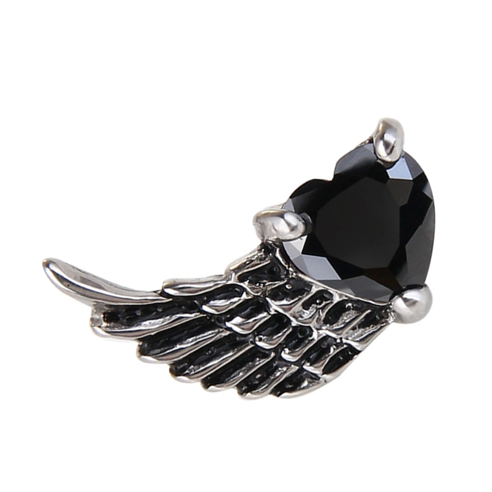 Angel Wing Crystal Stud Earrings Fine Jewelry for Men and Women (Black)