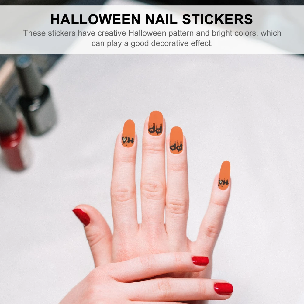  6 Sheets Creative Nail Decal Halloween Themed Nail Sticker Luminous Nail Decal