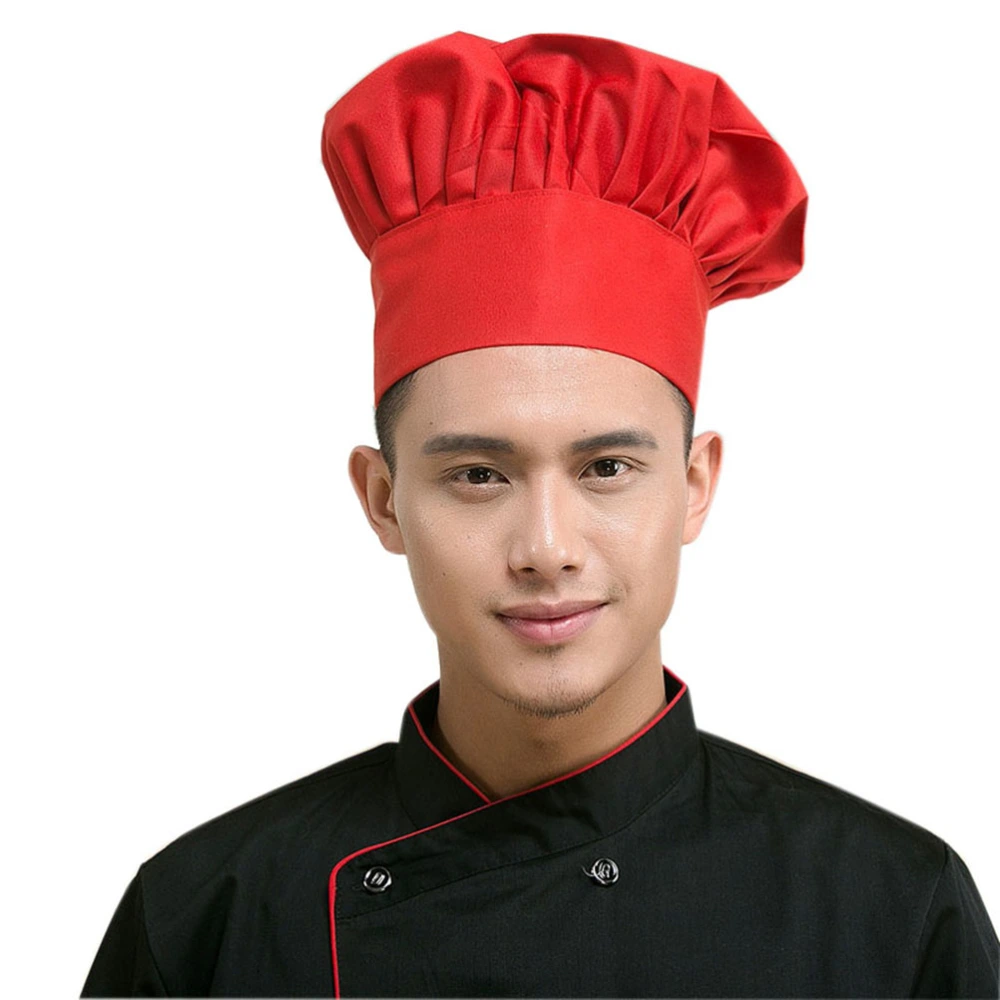 Mushroom Style Kitchen Restaurant Hat Chef Cook (Red)