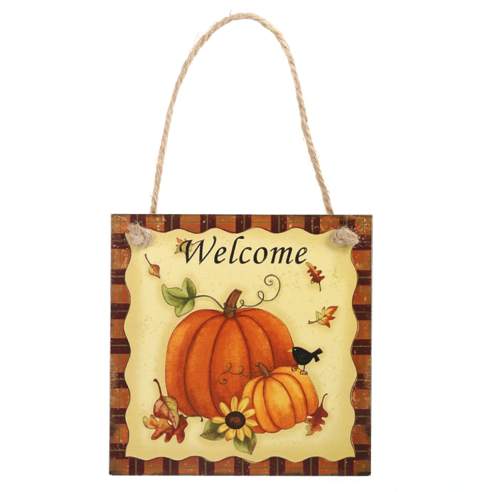 Thanksgiving Wooden Hanging Plaque Sign Thanksgiving Door Hanger Wall Decorations (Pumpkin & Welcome)