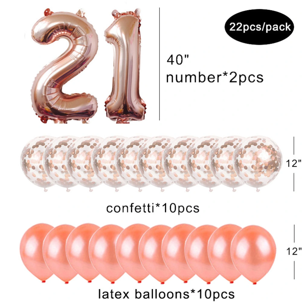 21 Years Old Birthday Balloons Sets Decor Balloons Sets for Birthday Party Gathering (Rose Golden, 40inch)