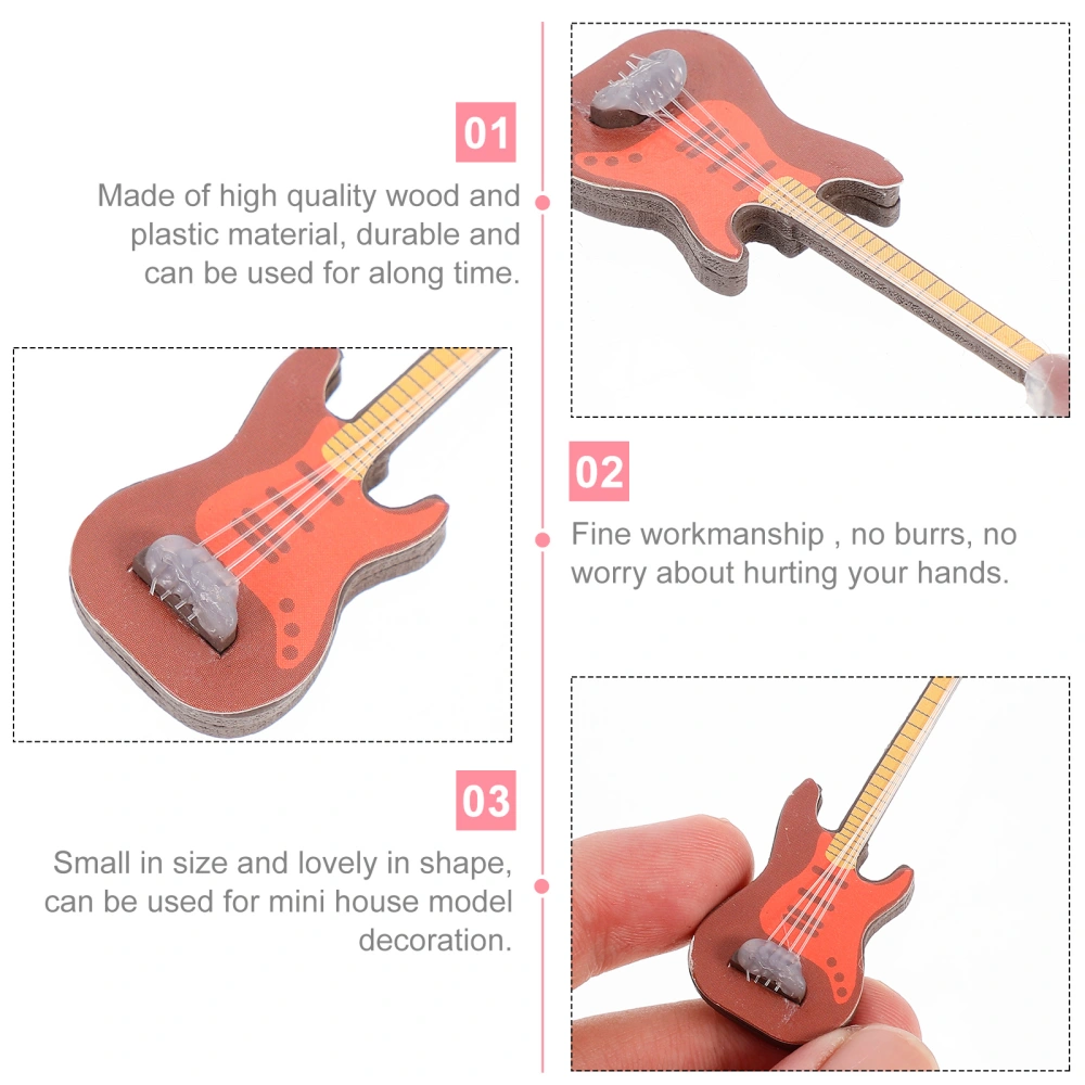 4pcs Mini Guitar Model Miniature Guitar Ornament Kids Mini House Decoration