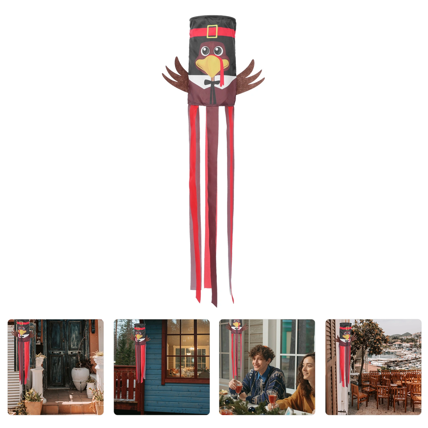 1PC Thanksgiving Wind Direction Flag Decorative Outdoor Turkey Windsock Flag