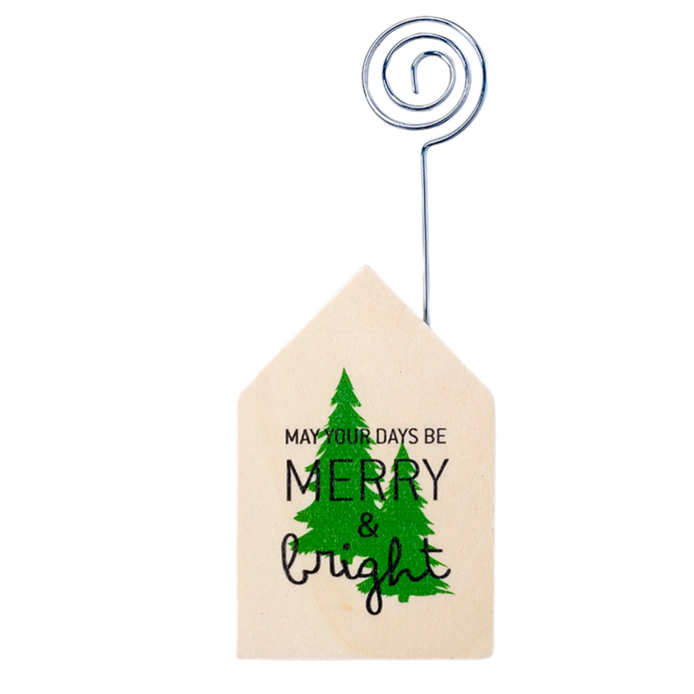 Wooden Christmas Tree Clips Message Photo Holder Note Stand Ornament (Random Style)