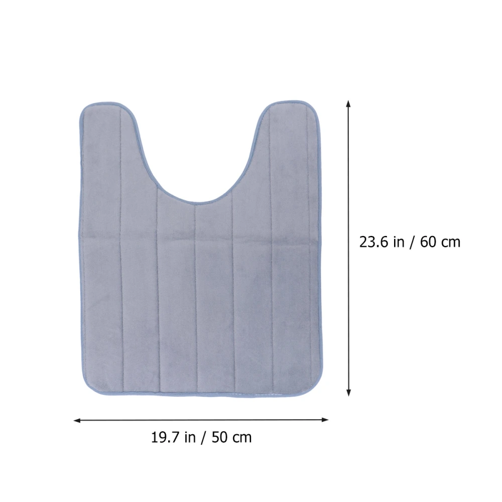 50x60 U Shape Bathroom Thicker Cotton Warmer Stretchable Washable Cloth Universal Toilet Seat Cover Pads (Silver Grey and Random Bordure Color)