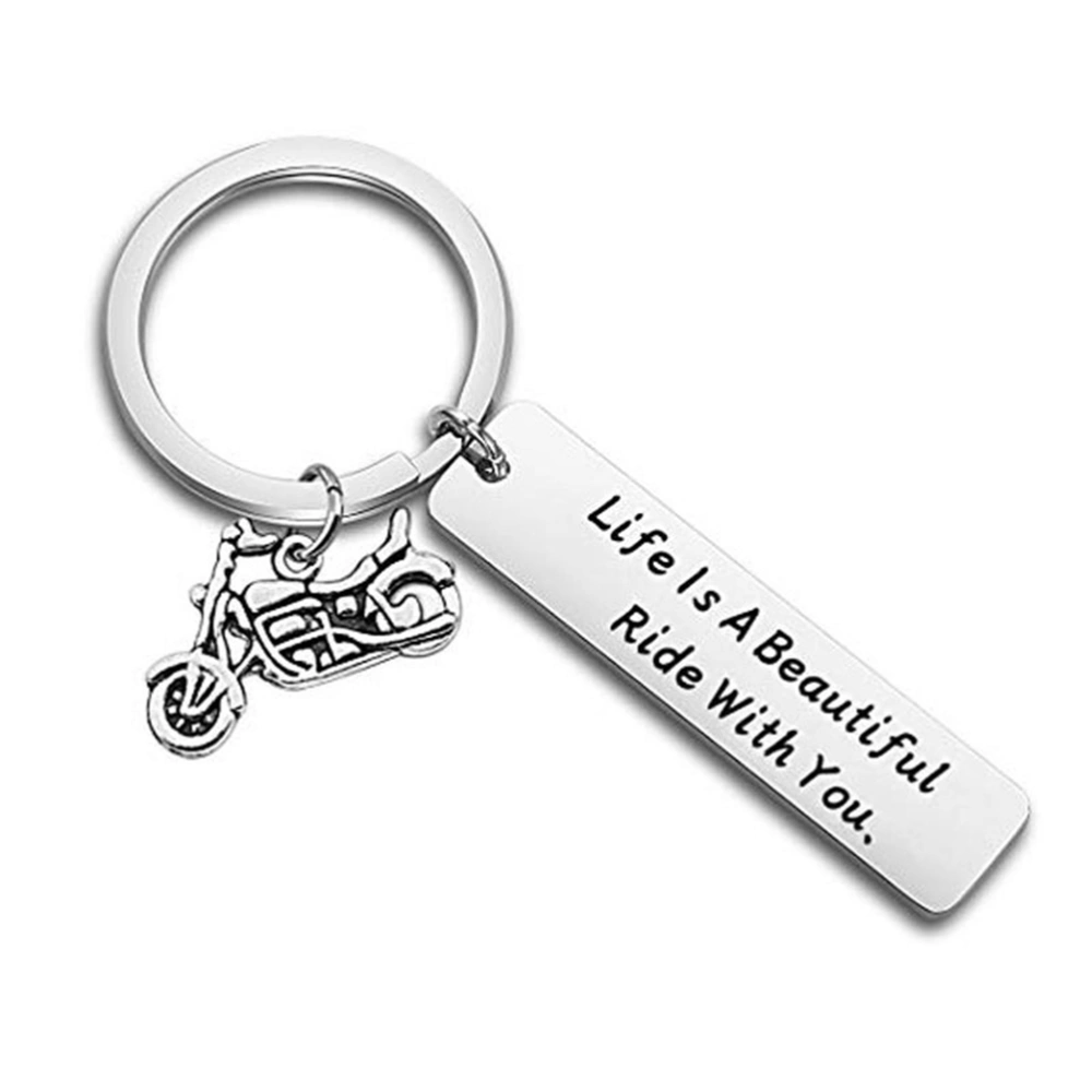 3pcs Stainless Steel Keychain Key Holder Creative Fashion Motorcycle Pattern Keychain Decorative Key Ring (Silver）