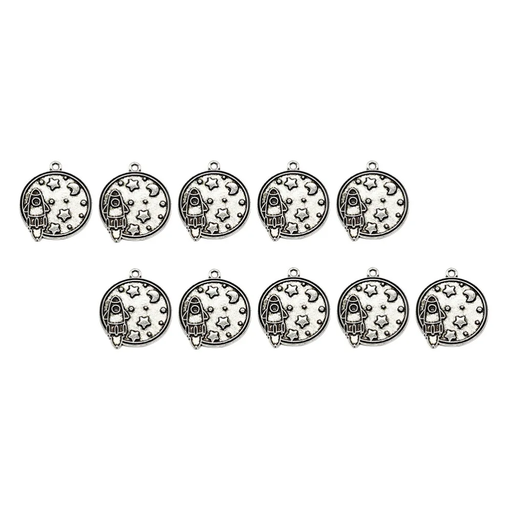 20pcs Round DIY Pendants Spacecraft Star Pattern Jewelry Making Pendants