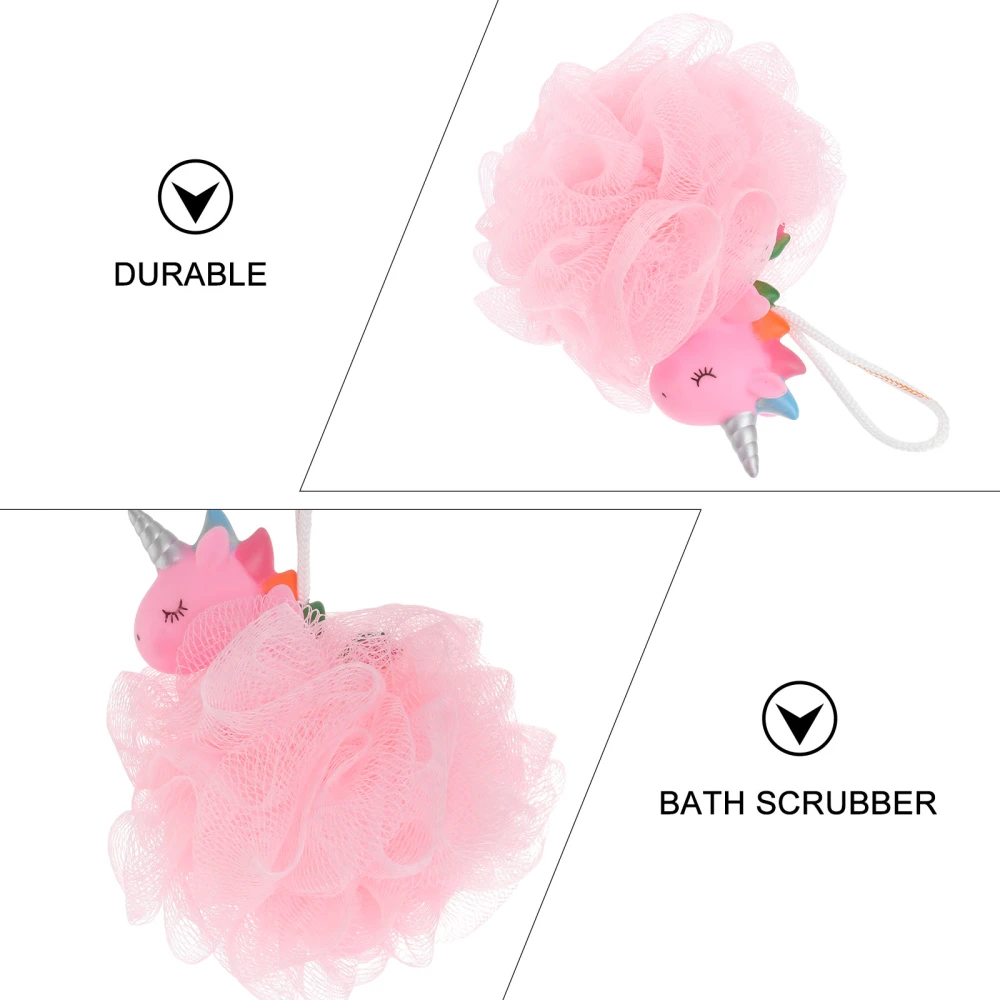 2Pcs Unicorn Bath Mesh Shower Ball Pouf Loofahs Exfoliating Bath Sponge for Kids