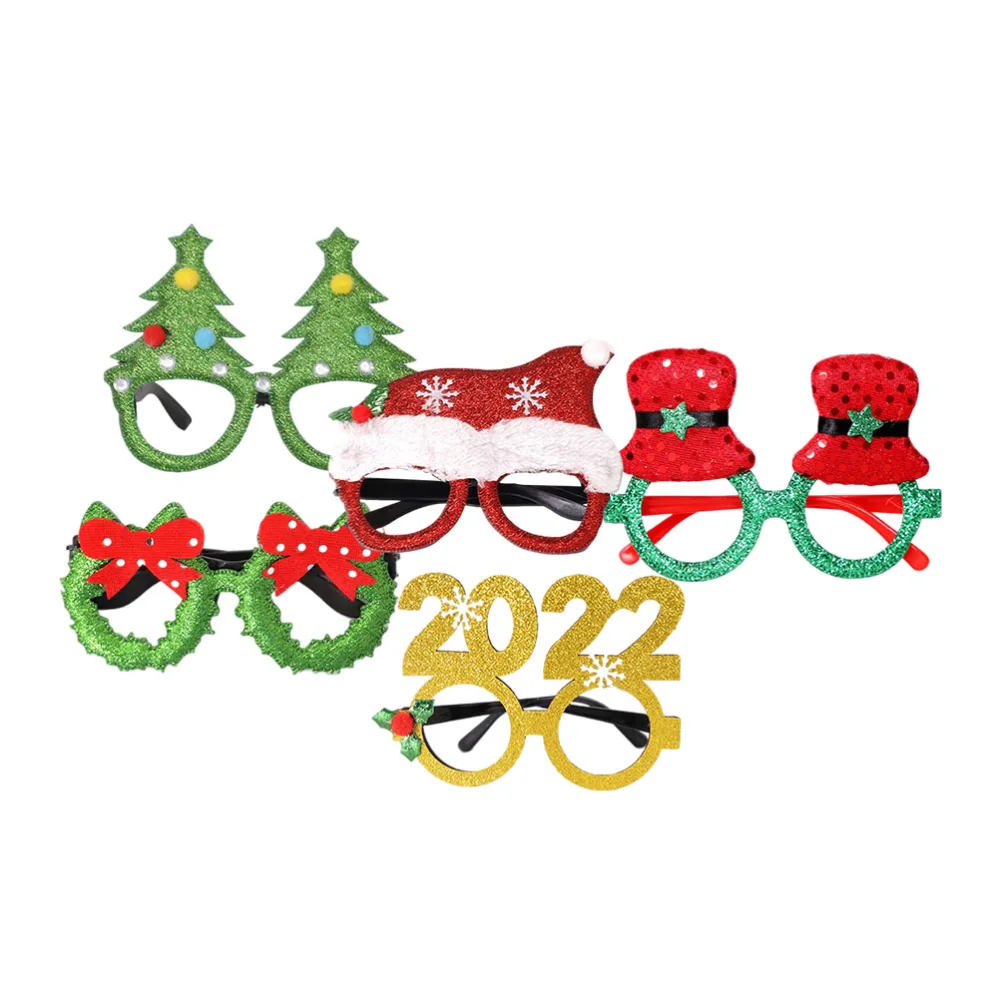 5 Pcs Xmas Glasses Frames Party Supplies Eyeglass Decoration Eyeglass Frames