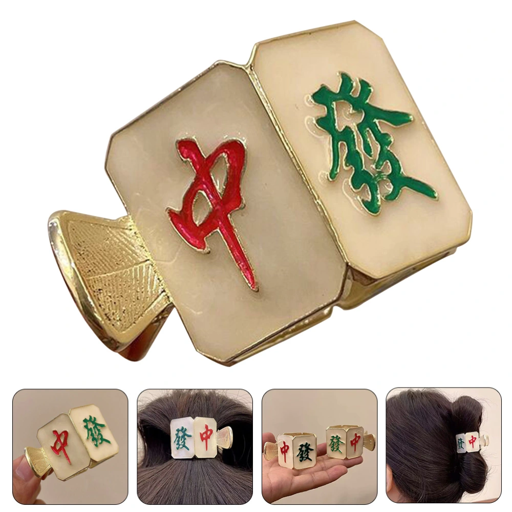 Chinese Mahjong Hairpin Small Hair Claw Clip Decorative Hair Clip Hair Ornament