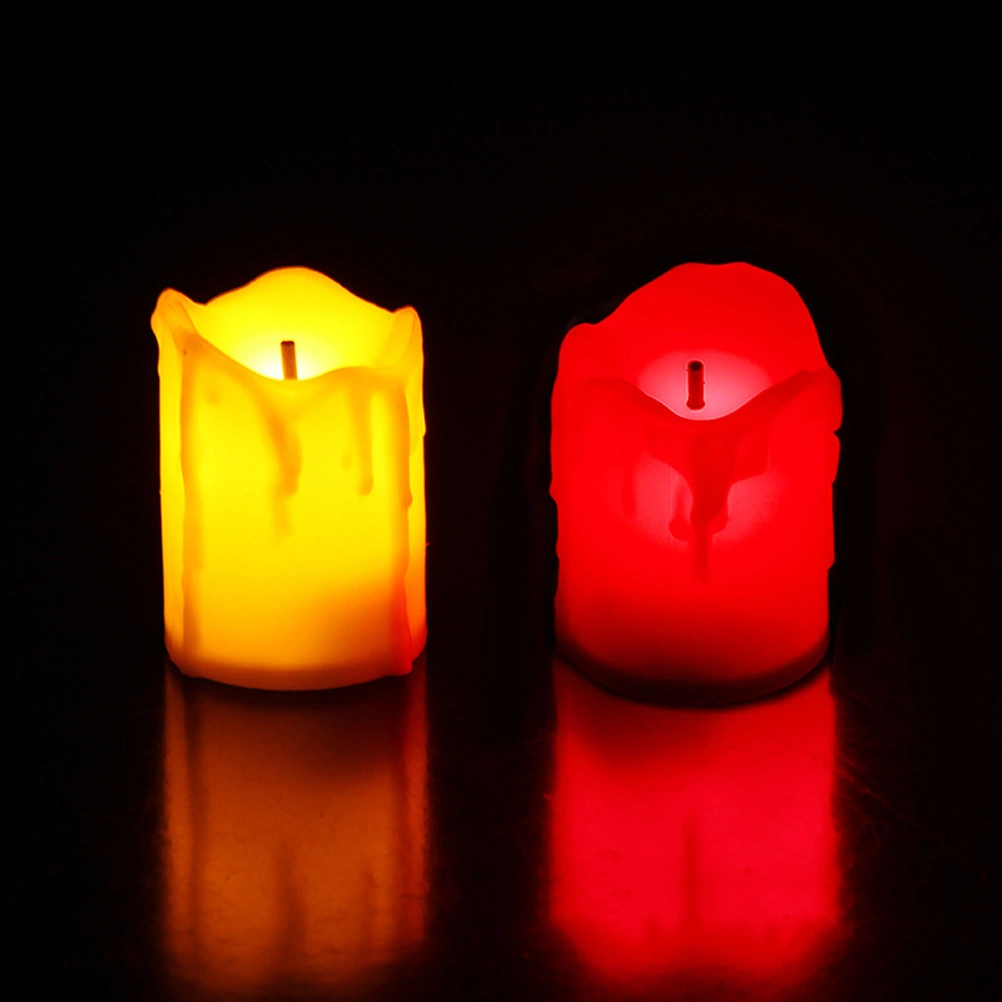 2pcs Black Wick LED Simulation Candles Electronic Flameless Tealight Romantic Decor for Bar Home Cafe (Red Shell) (Red Light) (Random Wick Style)