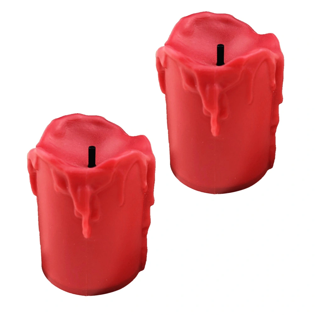 2pcs Black Wick LED Simulation Candles Electronic Flameless Tealight Romantic Decor for Bar Home Cafe (Red Shell) (Red Light) (Random Wick Style)
