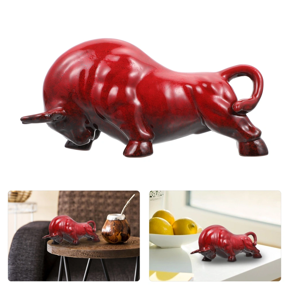 1Pc Living Room Tabletop Ceramic Zodiac Cow Tea Pet Decoration for Tea Room