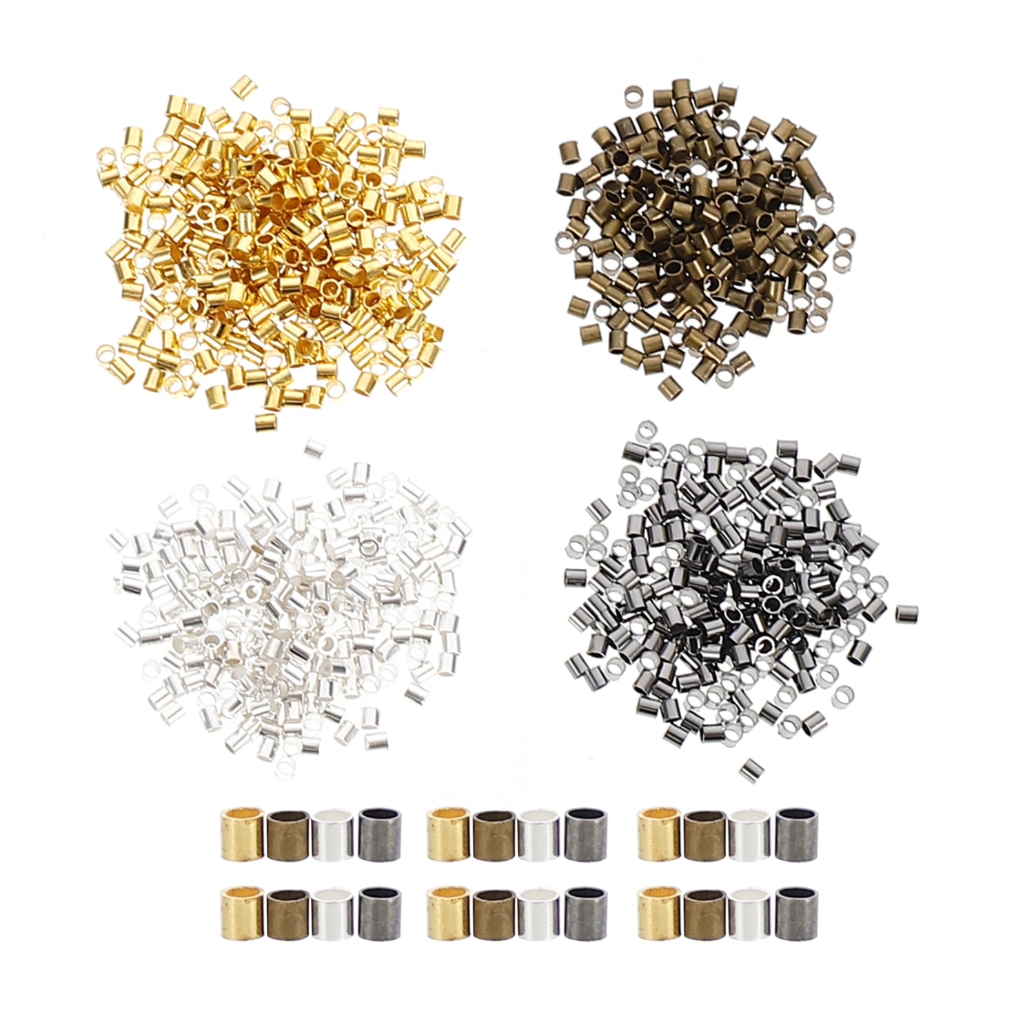 2000pcs Copper Crimping Beads Tube Beads DIY Loose Beads Jewelry Making Beads