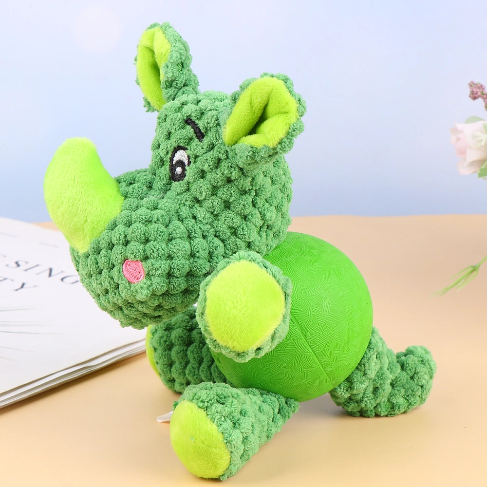 Dog Sounding Bite Toy Rhino Shape Educational Playing Doll Creative Pet Training Toy Animal Sound Toy (Green)