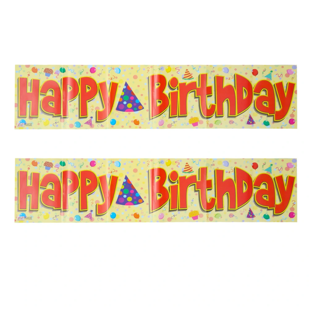 2pcs HAPPY BIRTHDAY Paper Banners Flags English Alphabet Garland Decor for Baby Birthday Decoration (Pizza Type)