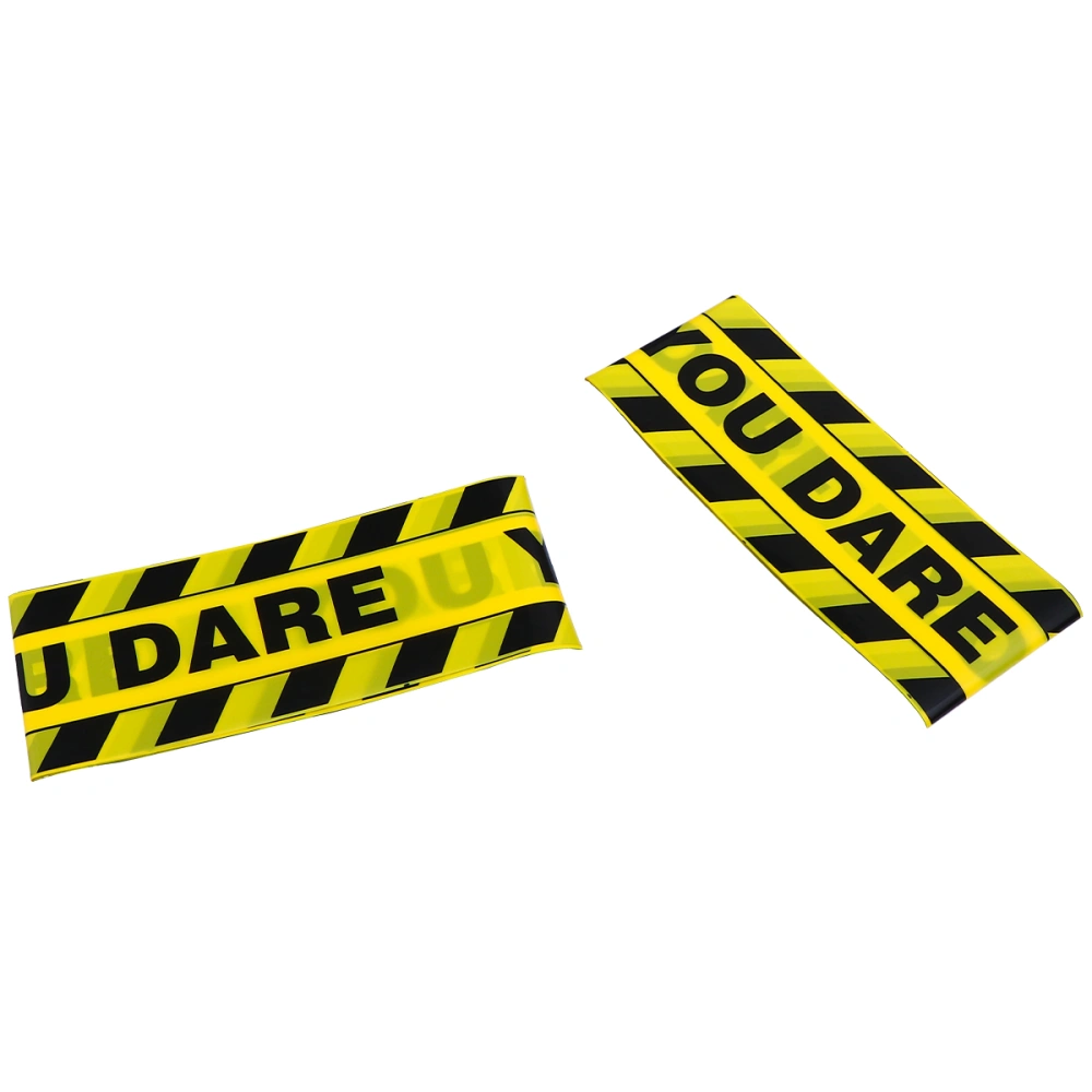 2pcs Halloween Isolation Strips Funny Durable Warning Line Halloween Party Supplies (Yellow, You Dare Printed Style)