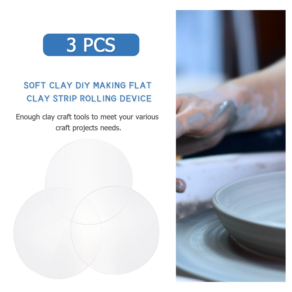 3pcs Acrylic Discs Transparent Round Acrylic Panels Clay Pressing Tools