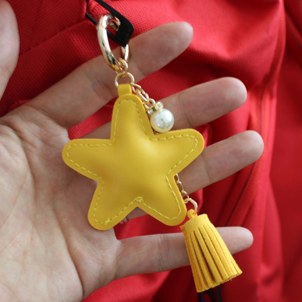 4pcs Leather Star Design Pendant Purse Bag Pendant Decoration Hanging Ornament Creative Small Gift for Car Key