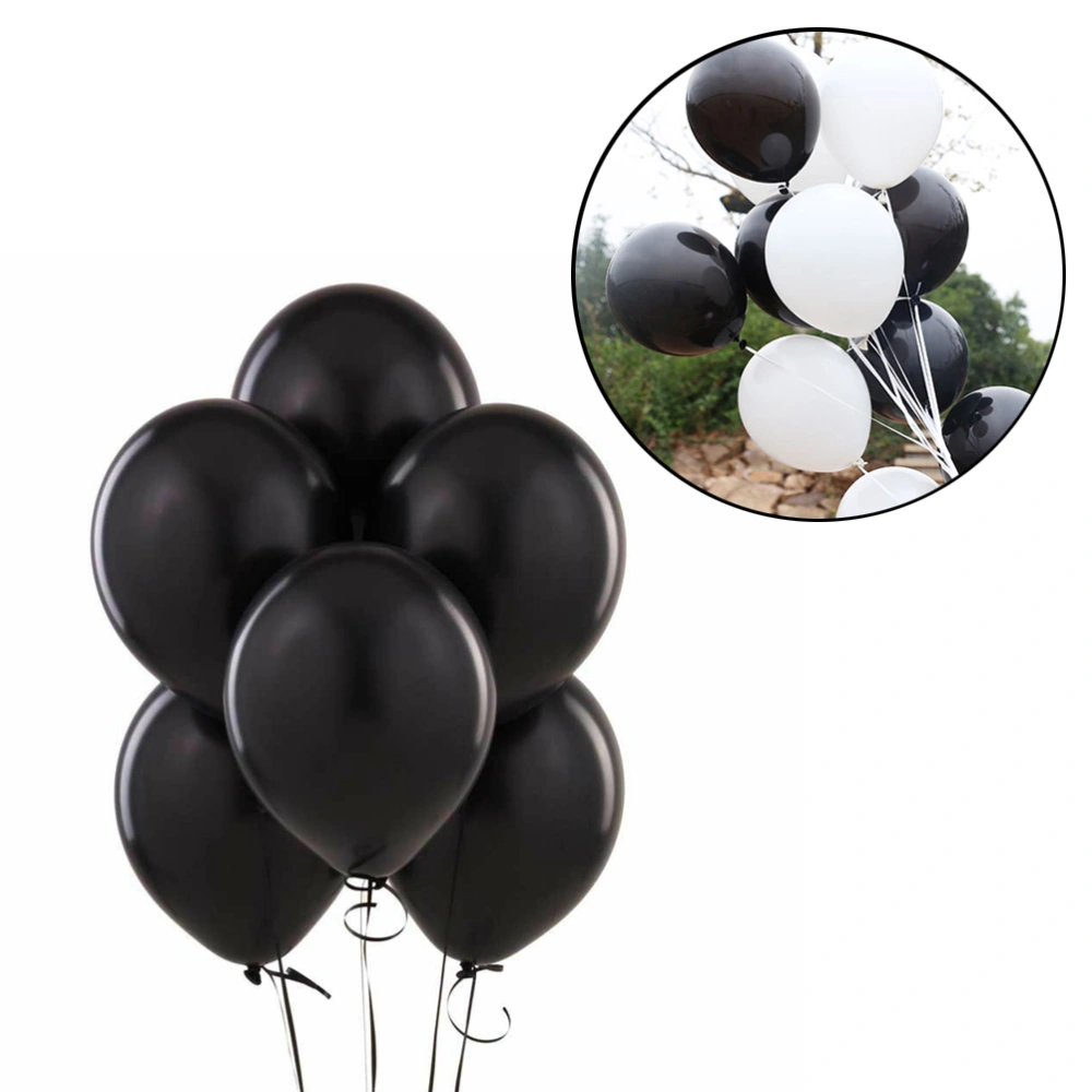 12 Pcs 12 Inch Balloons Set Thicken Durable Balloons Latex Balloons Wedding Birthday Party Favors with 10M Ribbon (Black)