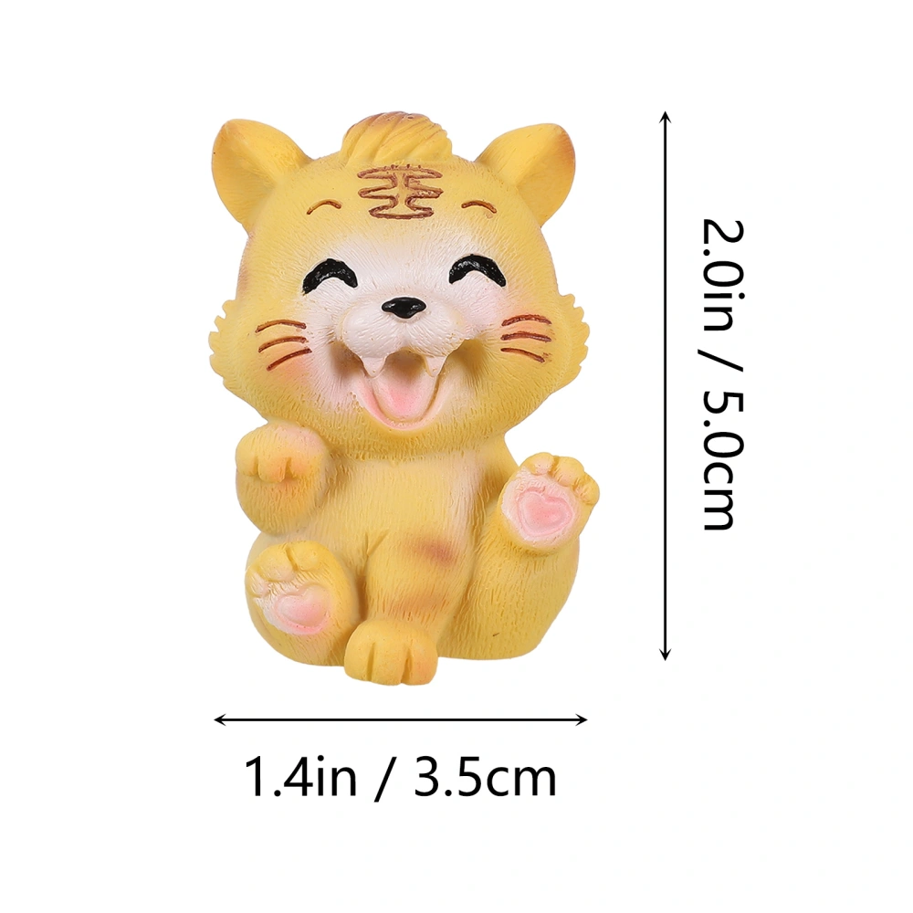 2pcs  Lovely Tigers Animals Figurines Mini Tiger Tabletop Sculpture Ornament