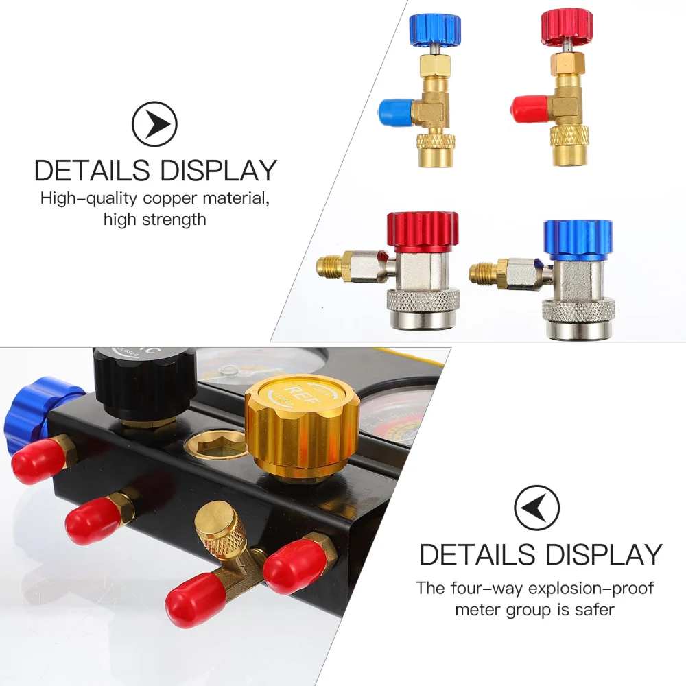 1 Set 4 Way A/C Manifold Gauge Set Fits R134A R410A R32 R22 Refrigerants