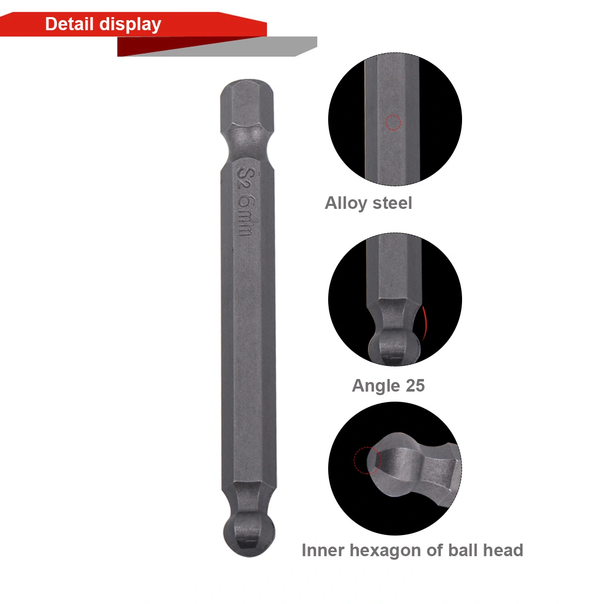 7Pcs Magnetic Alloy Steel Ball Screwdriver Bits Set Ball End Hexagon Head Hex Long Screwdriver Bar Bits