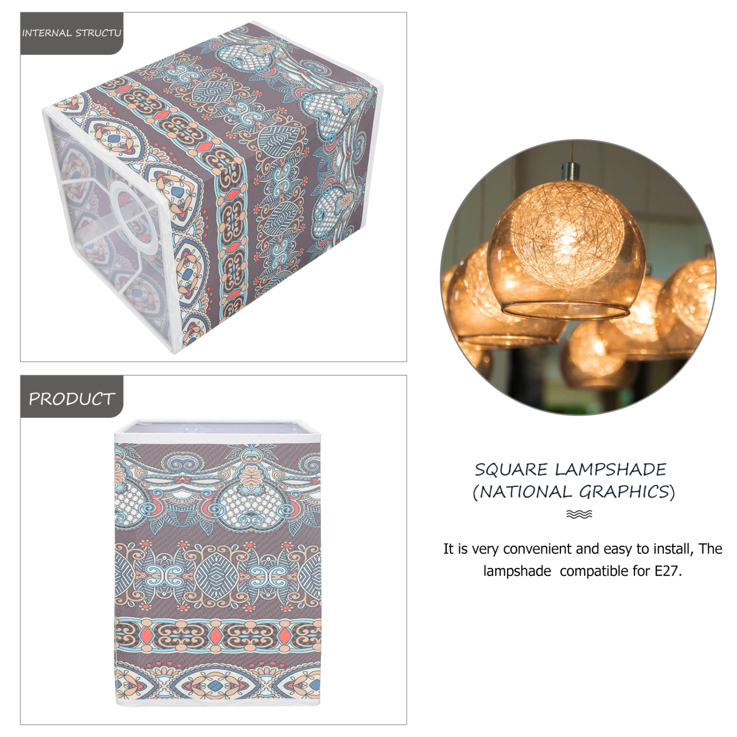 Desk Lamp Lampshade Fashion Square Lampshade Multi-function Lamp Decor