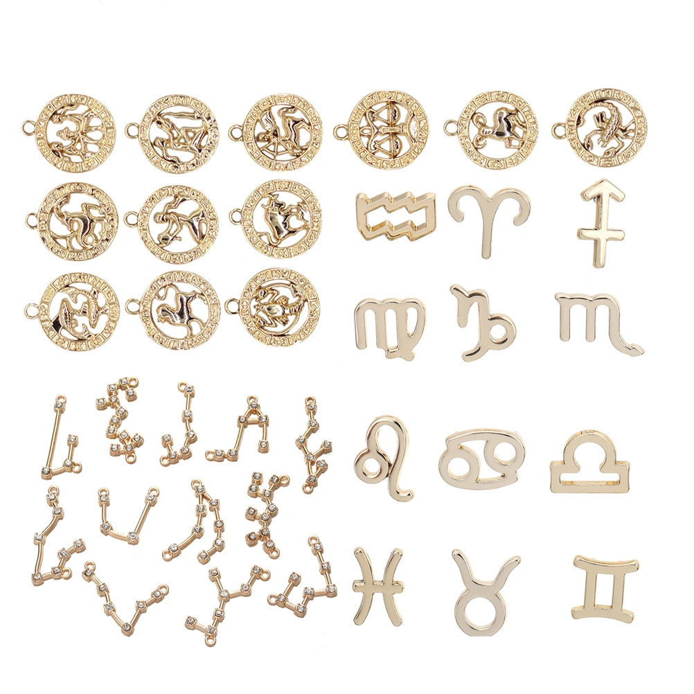 36Pcs Unique Zodiac Hanging Ornaments DIY Handmade Jewelry Hanging Pendants