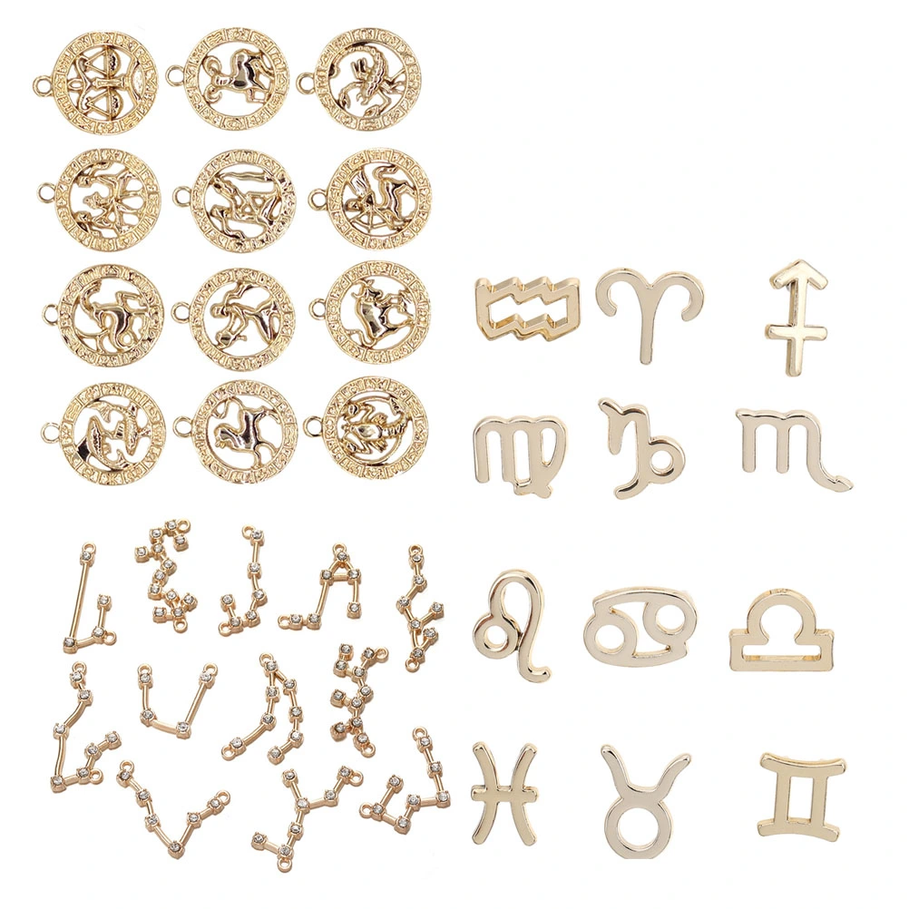 36Pcs Unique Zodiac Hanging Ornaments DIY Handmade Jewelry Hanging Pendants