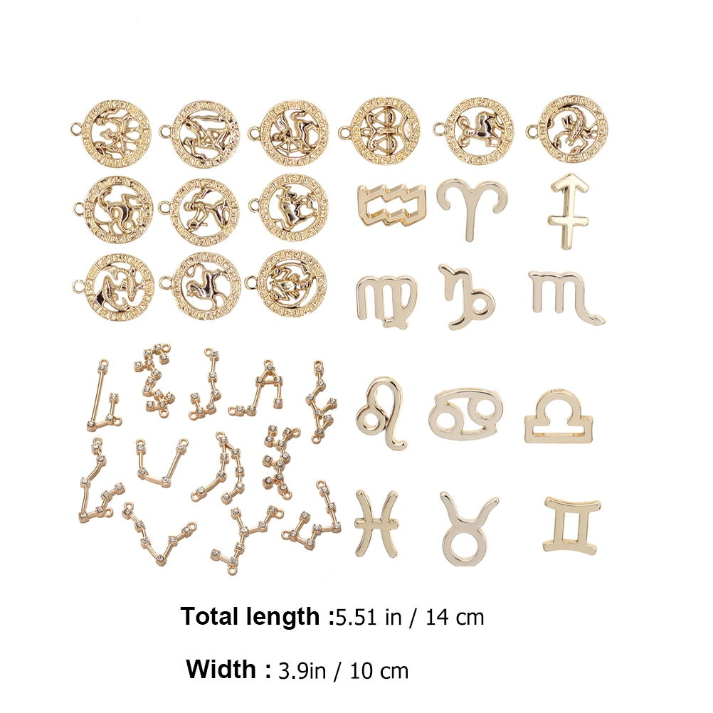 36Pcs Unique Zodiac Hanging Ornaments DIY Handmade Jewelry Hanging Pendants