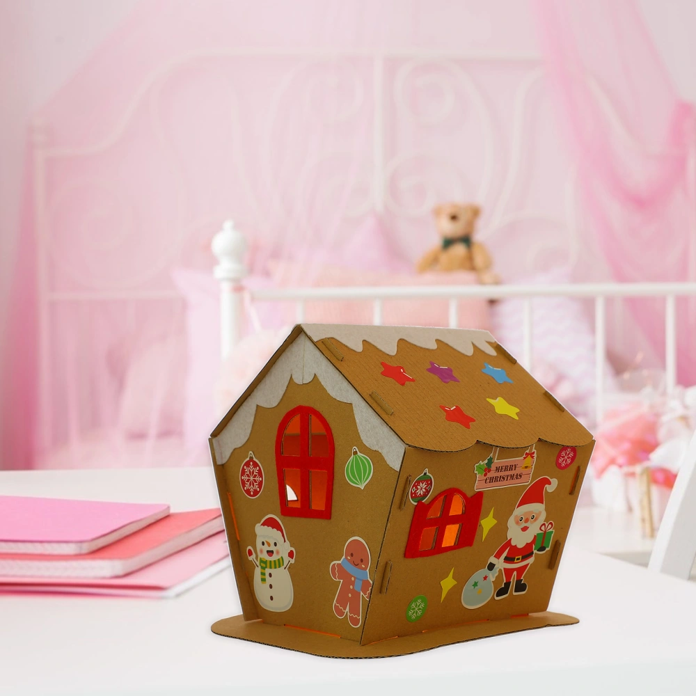 1 Set Christmas DIY Cottage Creative Gift Xmas Paper DIY Small House with Lamp