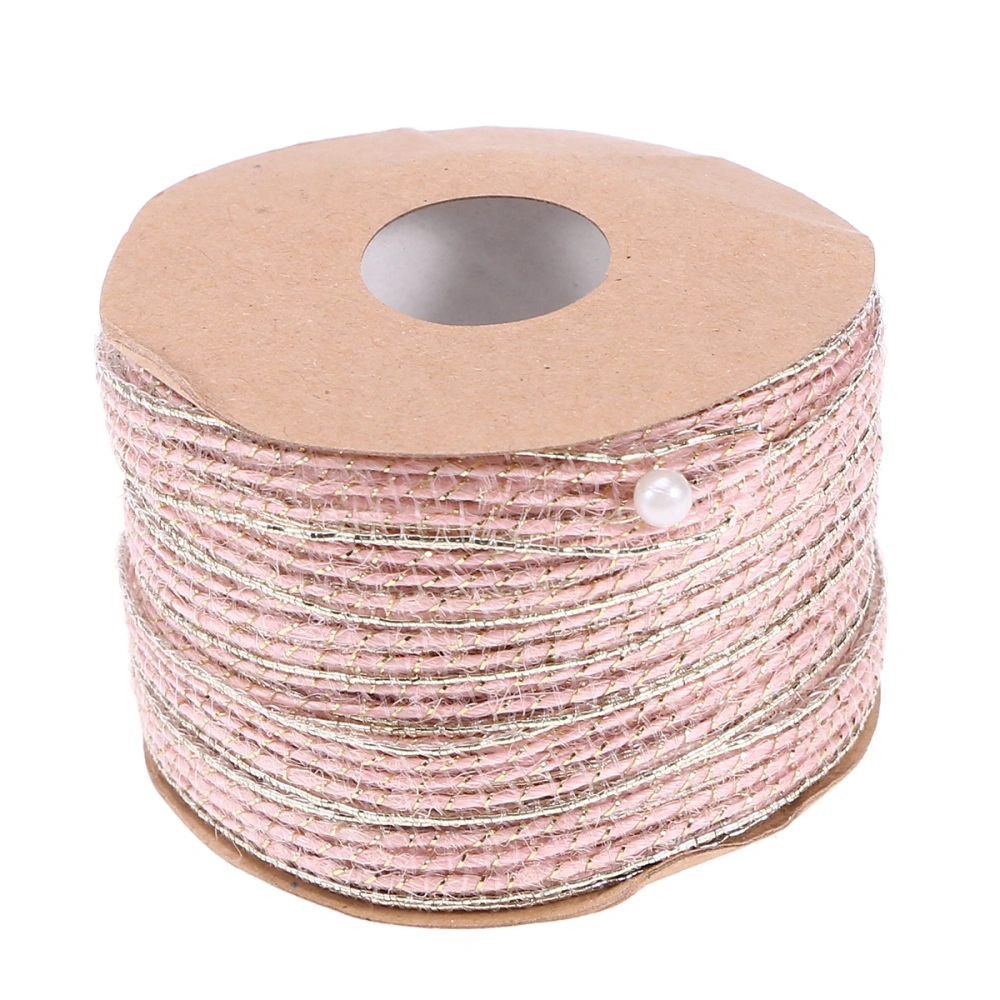 Colored Braided Rope Weaving Webbing Home DIY Craft Fishing Line Pattern Burlap Ribbon (10m, Pink)