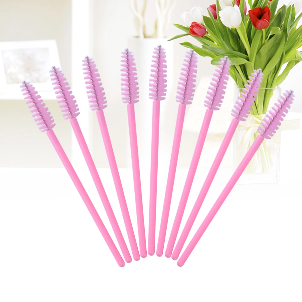 50pcs Disposable Eyelash Mascara Brushes Wands Applicator Makeup Brush Kits (Pink)