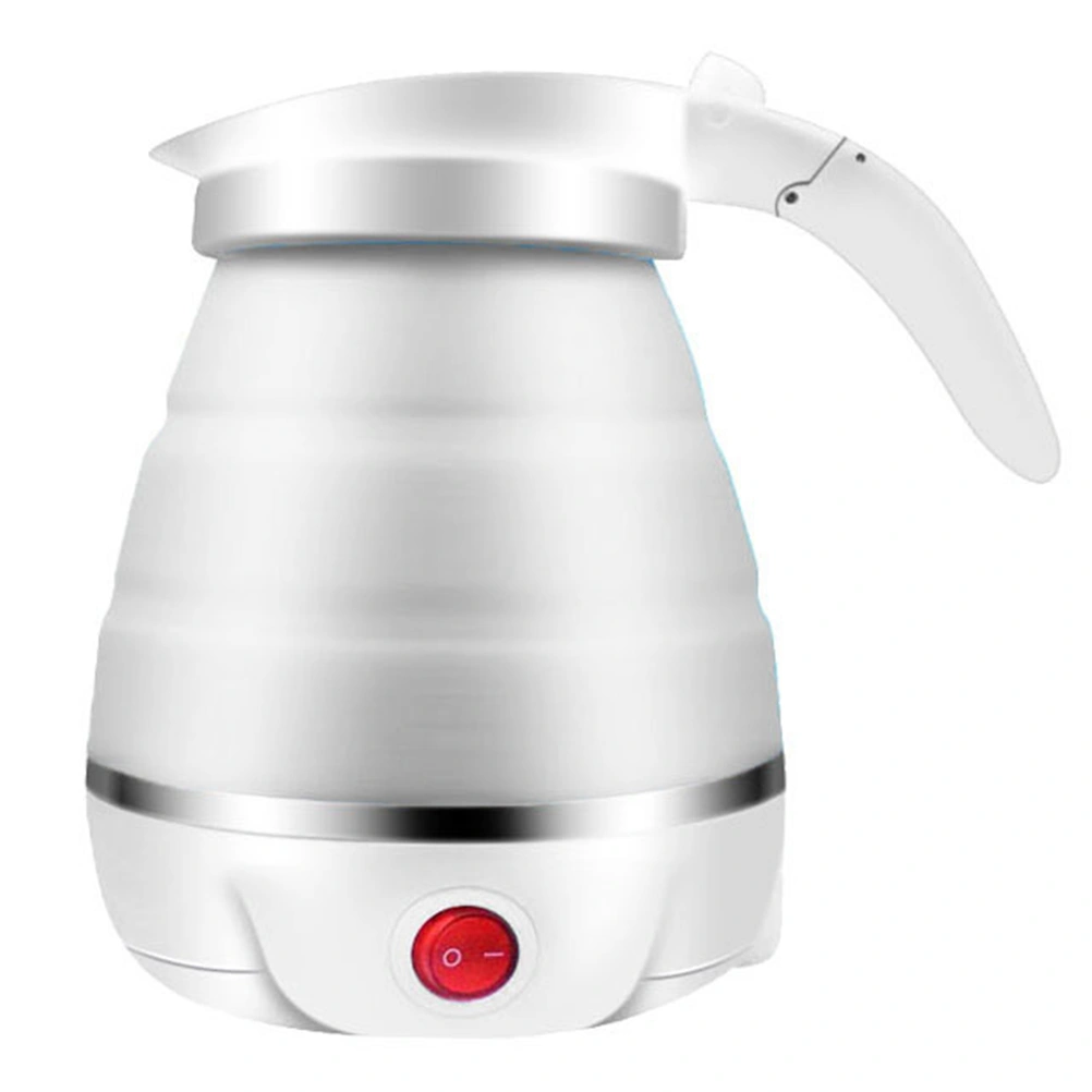 600ml 800W 220V Plastic Folding Electric Kettle Multifunctional Travel Accessory for Home Outdoor Camping Hiking (White, EU Plug)