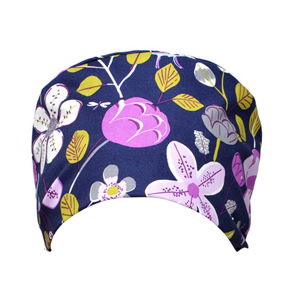 Flower and Bird Printing Cotton Hat Adjustable Lace-up Doctor Nurse Head Protector