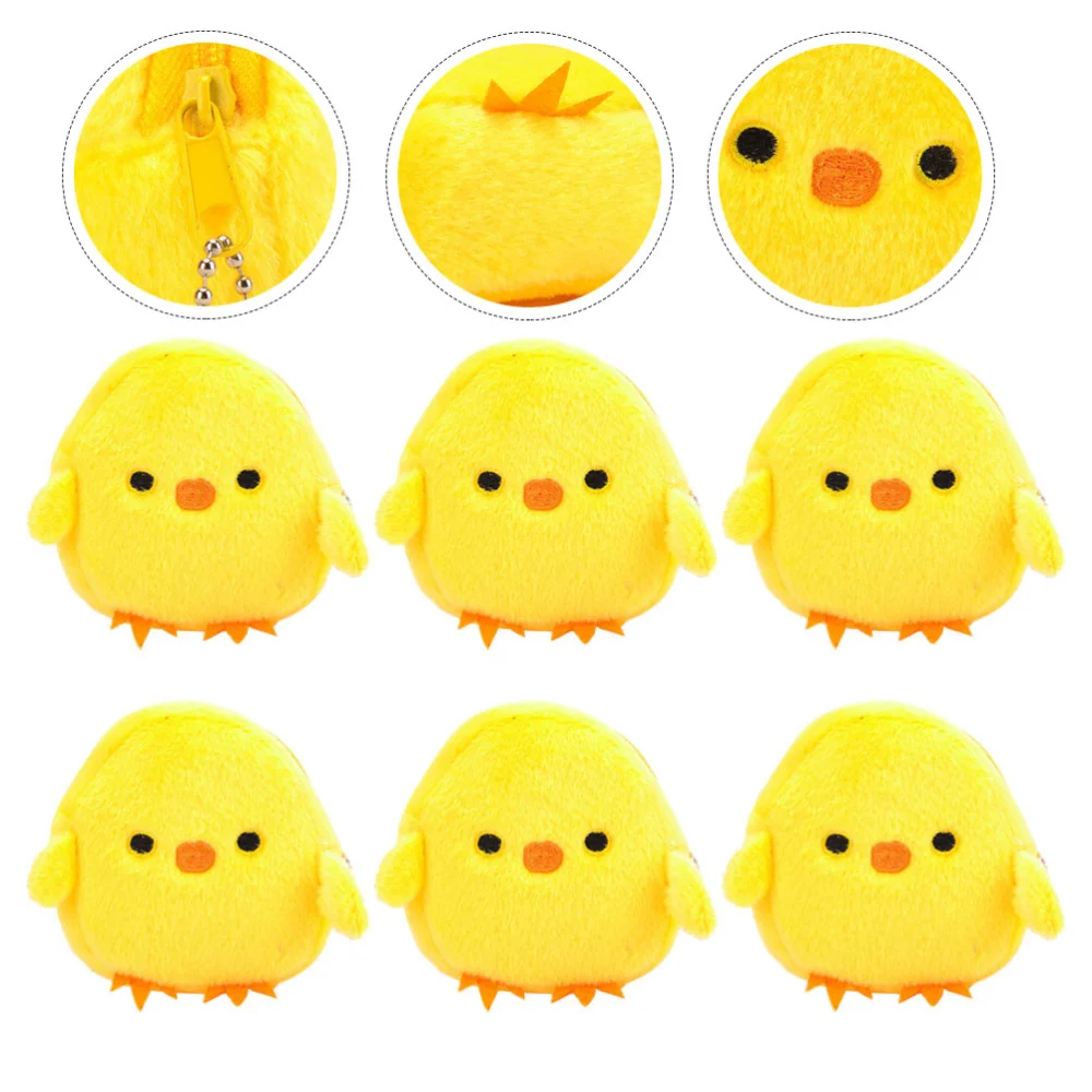 6Pcs Lovely Small Yellow Chicken Coin Purses Easter Chick Shape Change Purses