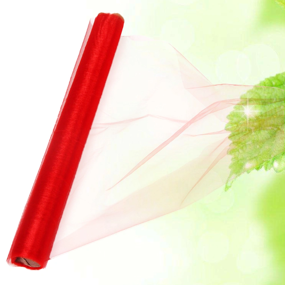 1PC 10m Long Colorful Gauze Curtain Drape for Wedding Bouquet Decoration DIY Clothes (Red)