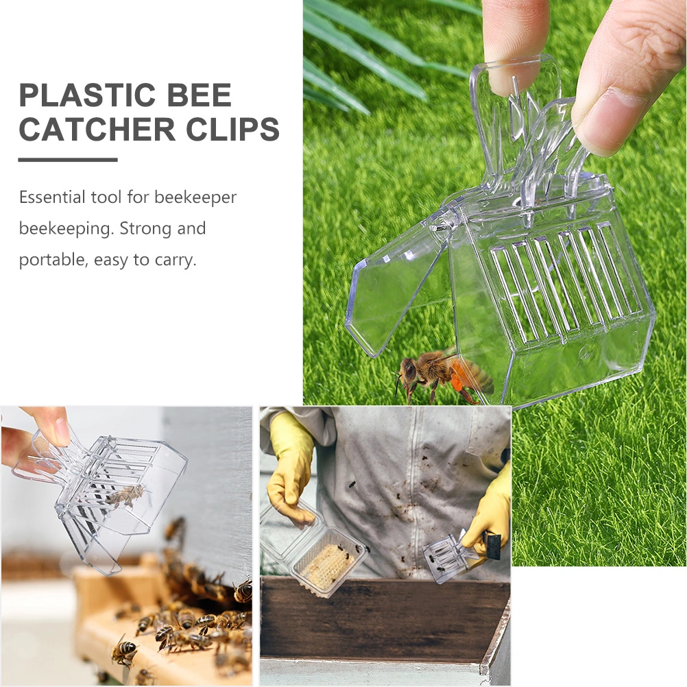 4pcs Transparent Plastic Beekeeping Clips Beekeeping Queen Bee Cage Catcher Clips