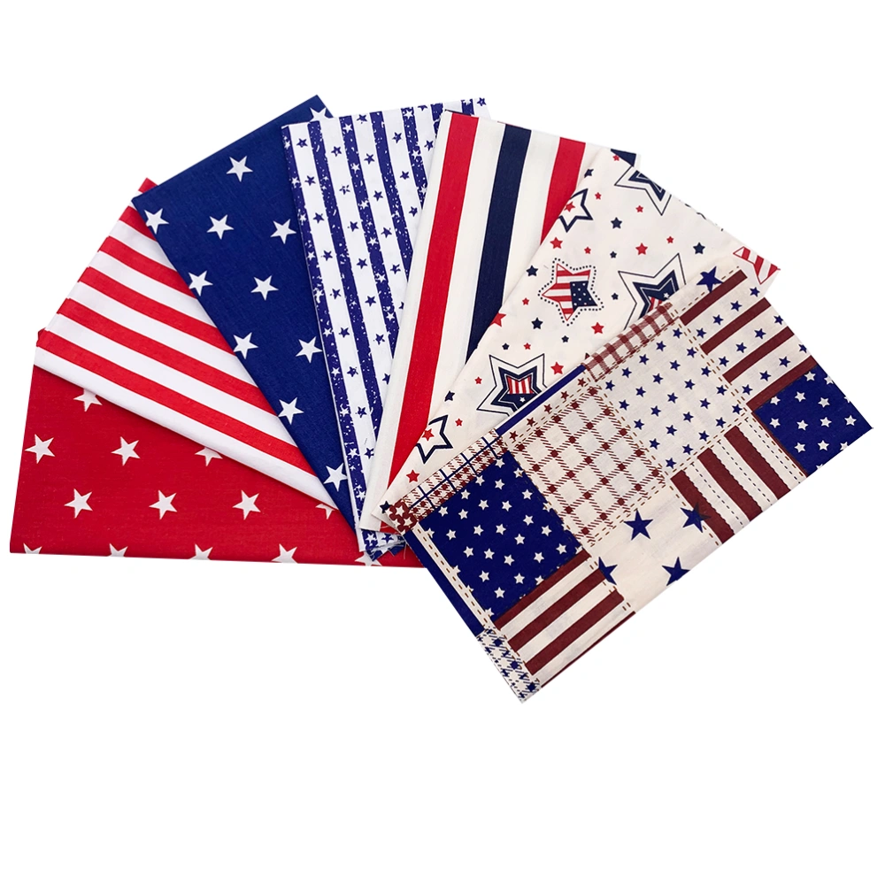 7Pcs US Flag Cotton DIY Cloth Sewing Fabric Handmade Patchwork Fabric